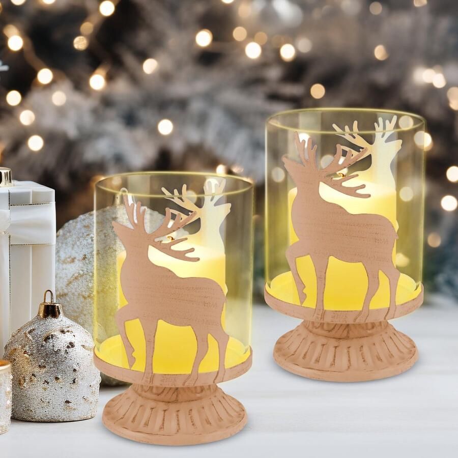 2 stuks herten kaarsenhouder kandelaar kerst metalen rendier kaarsenhouder moderne herten decoratieve kaarsenhouder kandelaar kerstrendier voor eettafel raamkozijn schoorsteenmantel decoratie