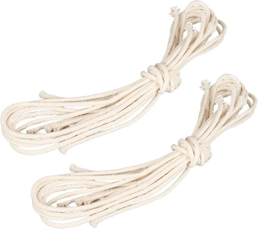 2 stuks hittebestendige katoenen lont voor olielampen 1 meter lang 4 mm dikte reservelont voor paraffinellampen inclusief lonthouder gevlochten lont voor lampen langdurige verlichting