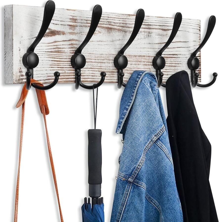 2 stuks houten kapstokken garderobehaken wandhaken wandkapstok hout 15 haken garderobestand wandgarderobe haken voor wasruimte slaapkamer keuken