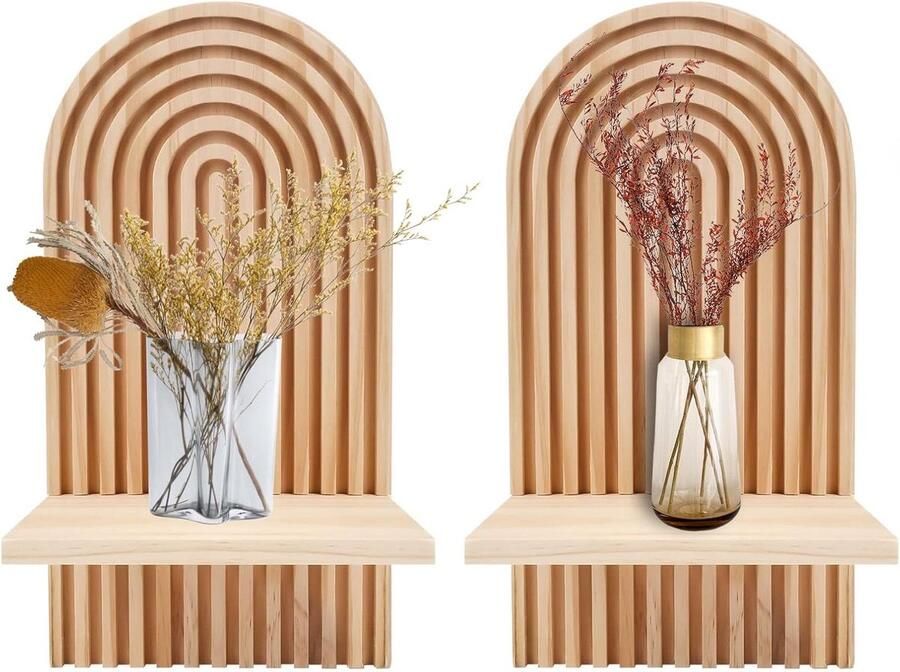 2 stuks houten wandplanken voor moderne boho wanddecoratie Boheemse zwevende planken voor een stijlvolle display in de woonkamer