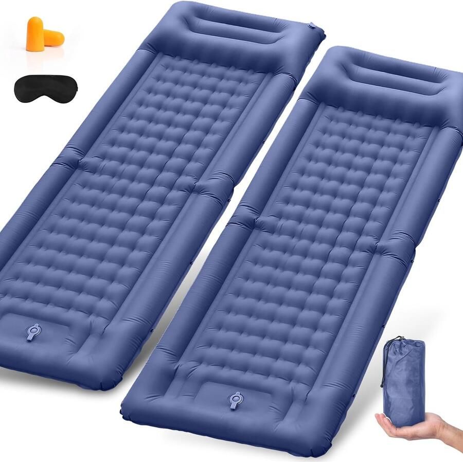 2 stuks isolerende slaapmat zelfopblaasbaar 11 cm dik ultralicht waterdicht met voetpomp en hoofdkussen opblaasbaar matras voor outdoor wandelen reizen