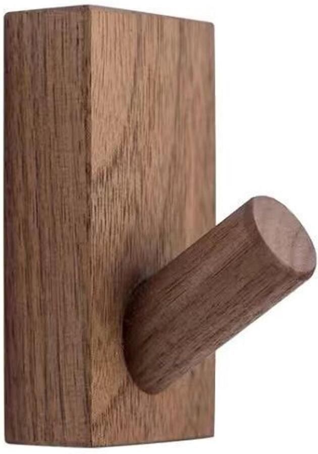 2 stuks Kapstok haken hout Walnoot Wandhaken Wandkapstok Zelfklevende haakjes Plakhaakjes