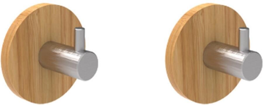 2 stuks Kapstokhaak Kapstok haakjes zilver Houtkleur Haak Haken 50*50mm Bamboe roestvrij staal Handdoekhaak Haak Haken Muurhaak