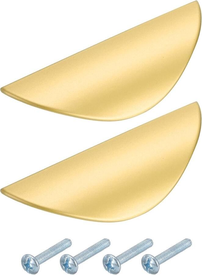 2 stuks kastgrepen deurkruk halve maan kastgreep gatafstand 32 mm ladegrepen verborgen handgrepen van zinklegering kastgrepen meubelaccessoires met schroeven voor keukenkast ladekast hardware 85*33 mm goud