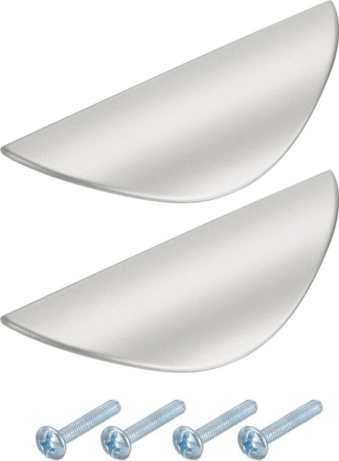 2 stuks kastgrepen deurkruk halve maan kastgreep gatafstand 32 mm ladegrepen verborgen handgrepen van zinklegering kastgrepen meubelaccessoires met schroeven voor keukenkast ladekast hardware 85*33 mm zilver