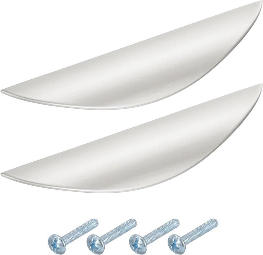 2 stuks kastgrepen deurkruk halve maan kastgreep gatafstand 96 mm ladegrepen verborgen handgrepen van zinklegering kastgrepen meubelaccessoires met schroeven voor keukenkast ladekast hardware 147*35 mm zilver