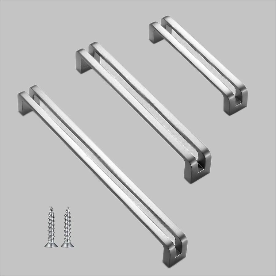 2 stuks kastgrepen keukendeurgreep meubelgreep zilver gatafstand 128 mm