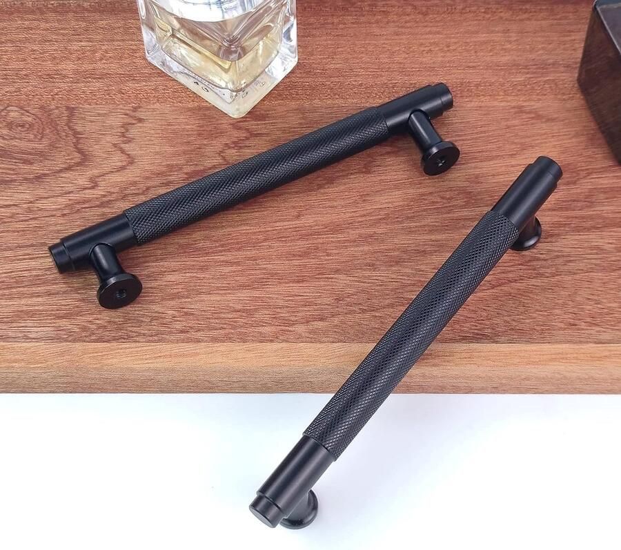 2 Stuks Kastgrepen Moderne Handgrepen Meubelgrepen 128mm Gatafstand Deurgrepen Keuken Ladegrepen Vintage Handgrepen Voor Keukenkasten Commode Kast (Zwart)