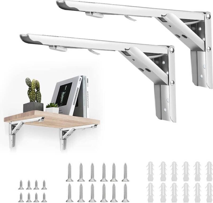 2 stuks klapconsoles zware belasting 350 mm hoek tafelblad inklapbaar 90 graden verstelbare klapplankhouders klaptafelscharnieren zware belasting klapscharnieren voor tafelbladen rek