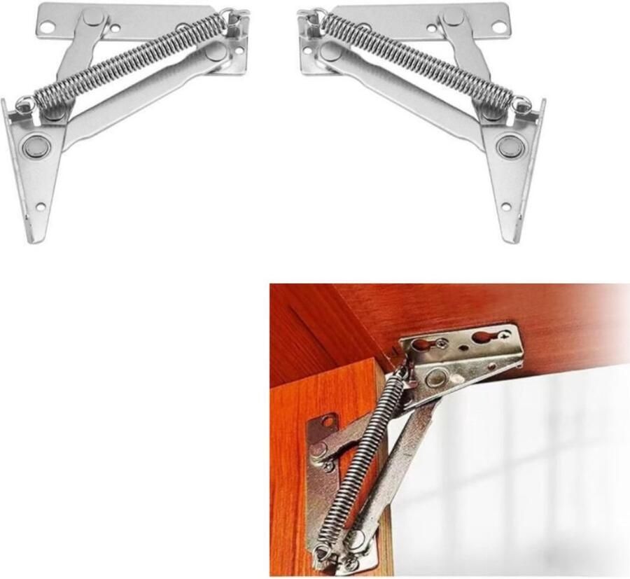 2 stuks Klapscharnieren Veerscharnier 80 graden opvouwbaar veerscharnier 80 graden schaarscharnier voor slaapbanken Sterk en duurzaam Nikkelkleur 13*3 4 cm Geschikt voor deuren keukenkasten en kasten