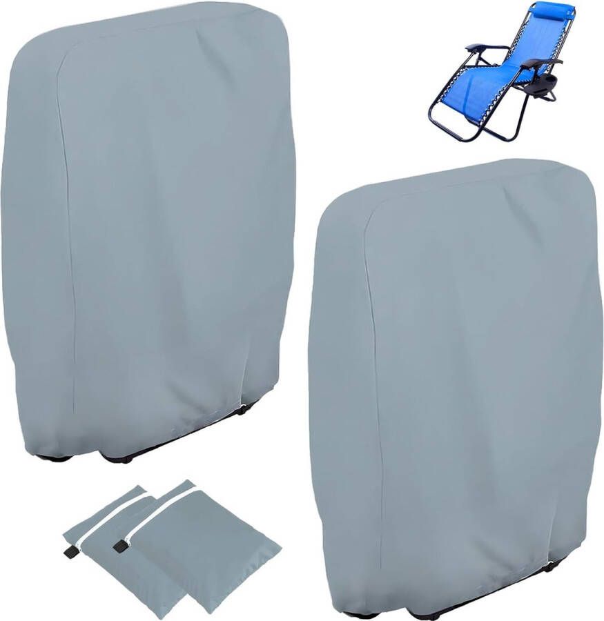 2 stuks klapstoel beschermhoezen 71 x 110 cm tuinstoelhoes Oxford hoes winddicht anti-UV stofdicht voor klapstoel tuinmeubelhoes kan worden gebruikt (grijs)