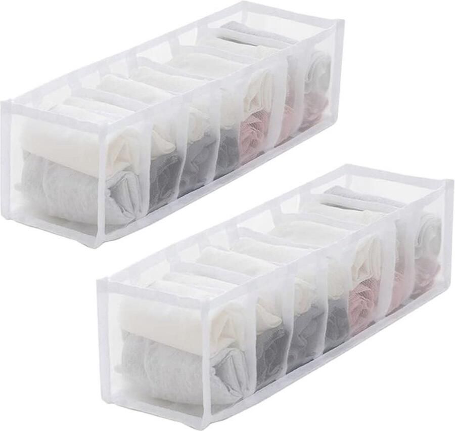 2 stuks kleding opbergdozen opvouwbare lade opbergdozen ondergoed opbergdozen sectionele opbergroosters garderobe opbergdozen lades kunnen sokken ondergoed stropdassen kleding opbergen 32x12x12cm 11-grid sokken -zwart - Foto 3