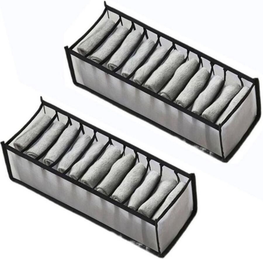 2 stuks kleding opbergdozen opvouwbare lade opbergdozen ondergoed opbergdozen sectionele opbergroosters garderobe opbergdozen lades kunnen sokken ondergoed stropdassen kleding opbergen 32x12x12cm 11-grid sokken -zwart - Foto 2