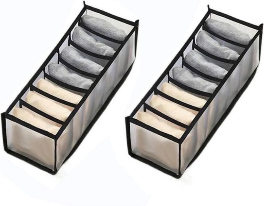 2 stuks kleding opbergdozen opvouwbare lade opbergdozen ondergoed opbergdozen sectionele opbergroosters garderobe opbergdozen lades kunnen sokken ondergoed stropdassen kleding opbergen 32x12x12cm 11-grid sokken -zwart - Foto 4