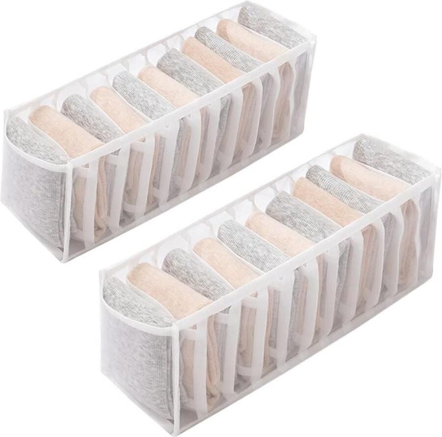 2 stuks kleding opbergdozen opvouwbare lade opbergdozen ondergoed opbergdozen sectionele opbergroosters garderobe opbergdozen lades kunnen sokken ondergoed stropdassen kleding opbergen 32x12x12cm 11-grid sokken -zwart