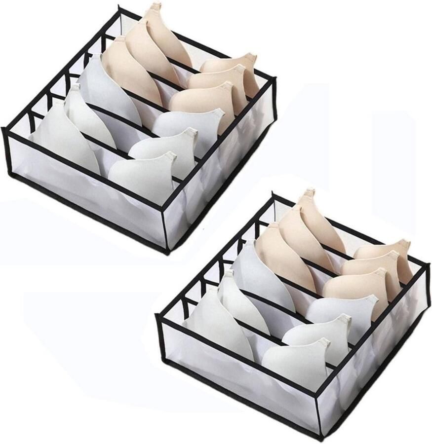 2 stuks kleding opbergdozen opvouwbare lade opbergdozen ondergoed opbergdozen sectionele opbergroosters garderobe opbergdozen lades kunnen sokken ondergoed stropdassen kleding opbergen 32x32x12cm 6-grid bh -zwart