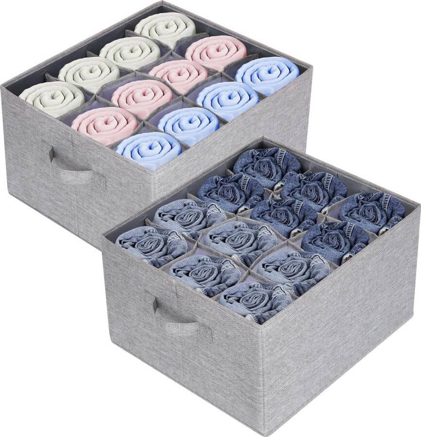 2 stuks kledingkast-organizer opbergbox voor kleding 12 vakken opbergsysteem kleding opbergdozen voor jeans handdoek shirt trui