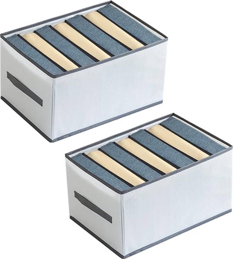 2 stuks kledingkastorganizer jeanskast organizer laden opbergdoos met 7 vakken voor jeans T-shirts leggings jurken sjaals