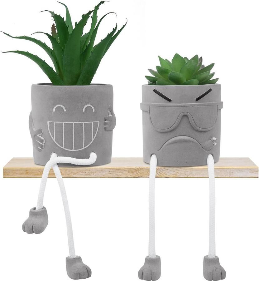 2 stuks kleine nepplanten mini kunstmatige vetplanten binnen in cementpotten groene kunstplanten voor kantoor bureau slaapkamer badkamer woondecoratie