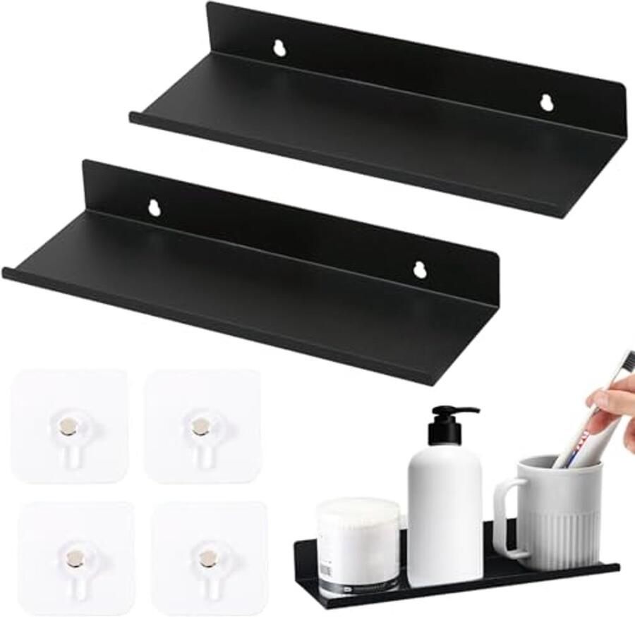 2 Stuks Kleine Wandplanken Zonder Boren Zelfklevende Fotolijsten voor Keuken Woonkamer en Kantoor