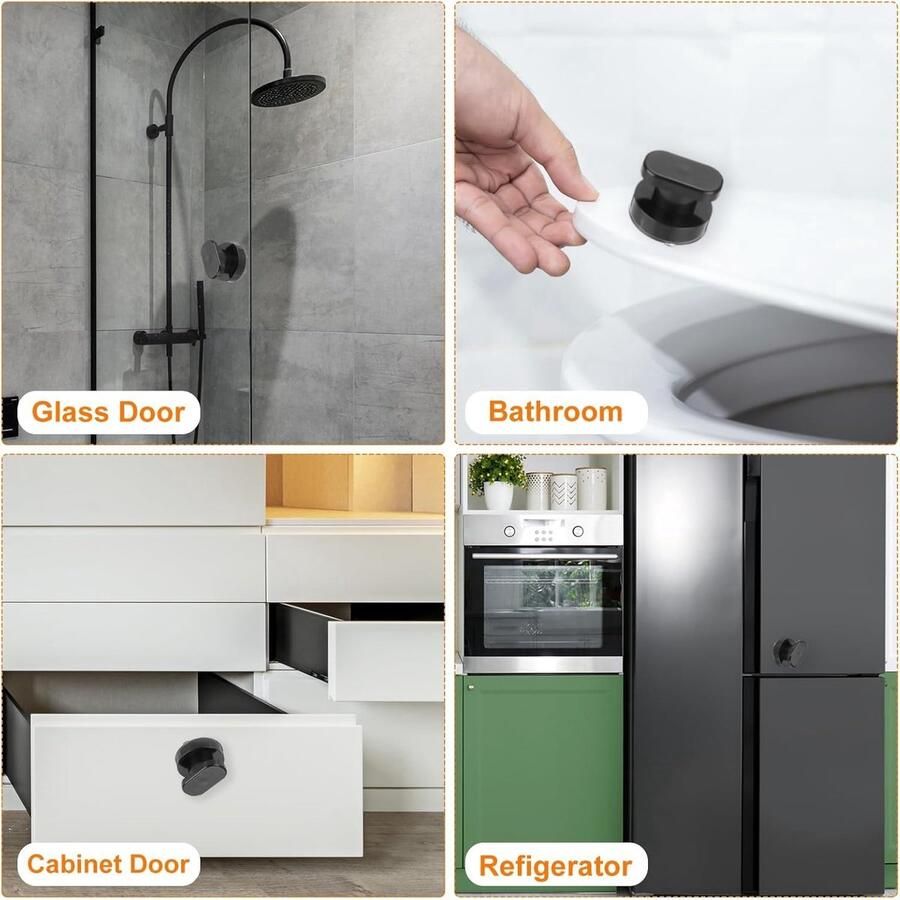 2 stuks klevende kastgrepen zuignap glazen spiegeldeurgrepen zelfklevende instant push-pull handgrepen voor glazen deuren schuifdeuren en kastdeuren (zwart)