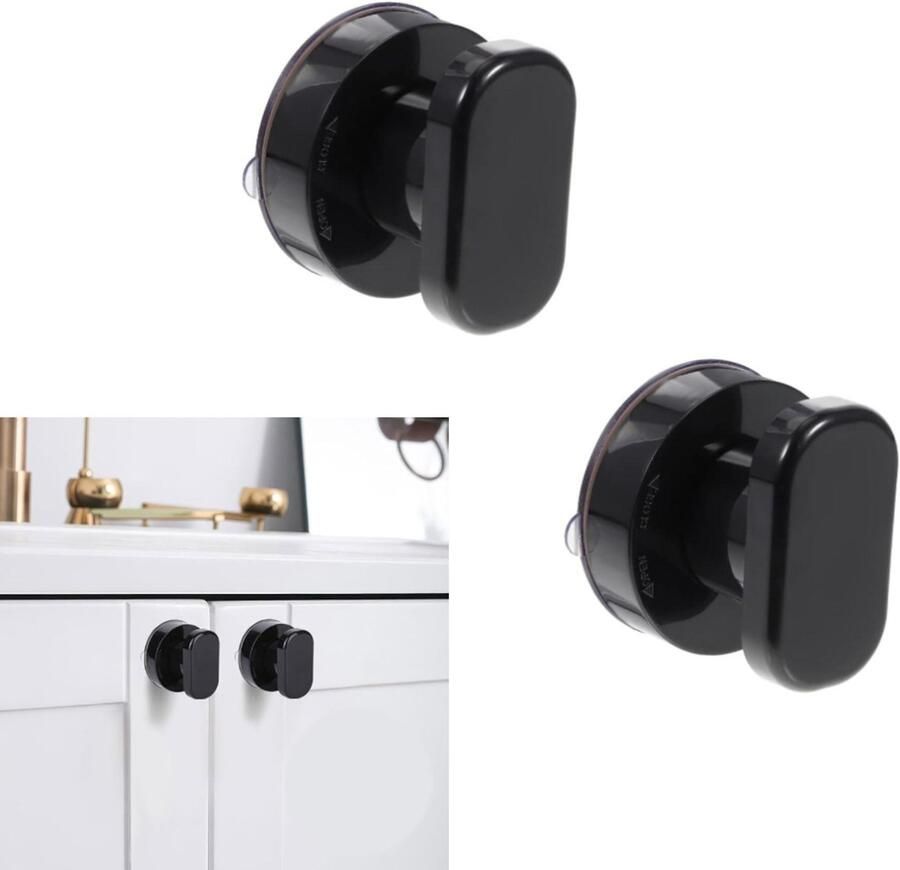 2 stuks klevende kastgrepen zuignap glazen spiegeldeurgrepen zelfklevende instant push-pull handgrepen voor glazen deuren schuifdeuren en kastdeuren (zwart)