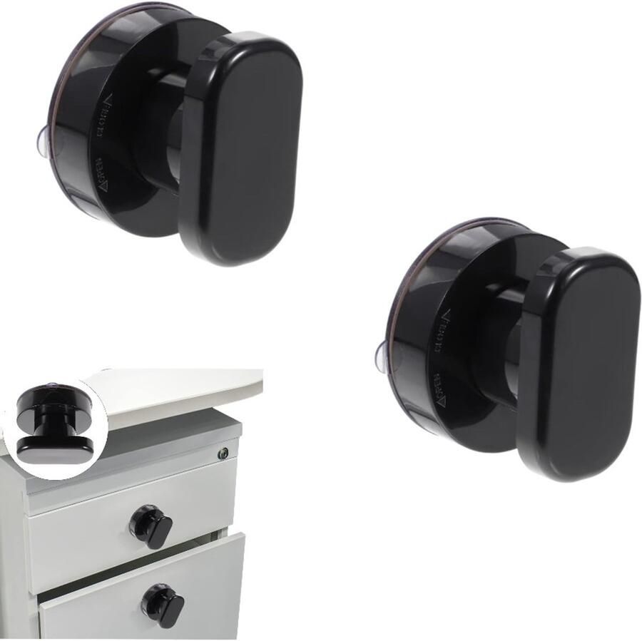 2 stuks klevende kastgrepen zuignap glazen spiegeldeurgrepen zelfklevende instant push-pull handgrepen voor glazen deuren schuifdeuren en kastdeuren (zwart) - Foto 2