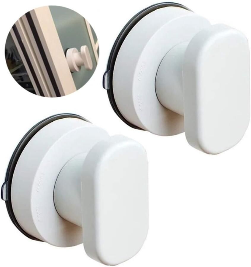 2 Stuks Klevende Kastgrepen Zuignap Handgreep met Zuignap voor Badkamer Douche en Toilet Veiligheidsgreep voor Glazen Deuren Schuifdeuren en Kastdeuren Wit