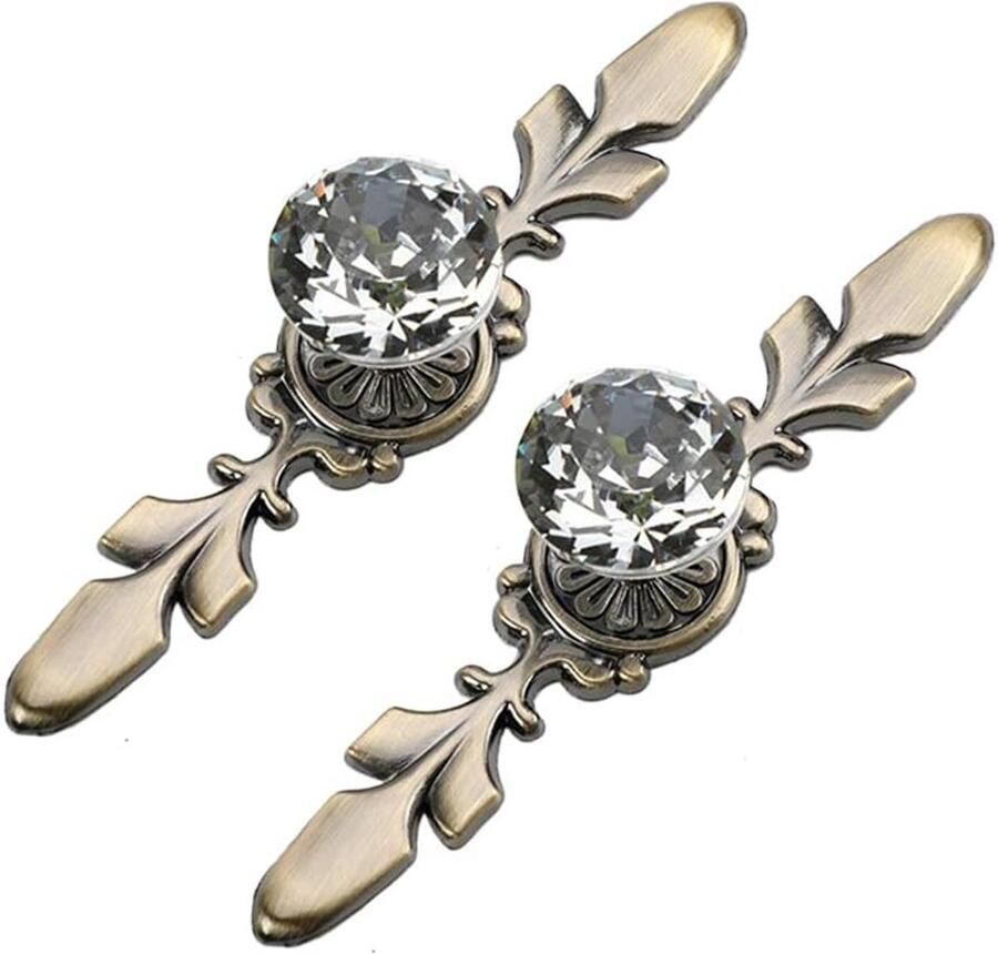 2 Stuks Kristallen Ladeknoppen Diamantvormige Kastknoppen voor Meubel Decoratie