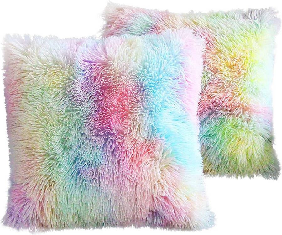 2 stuks kunstbont decoratie kussenhoes bontvacht leer kussensloop imitatiebont deluxe decoratieve bank slaapkamer bed super zacht pluche Mongolië kussensloop luxe