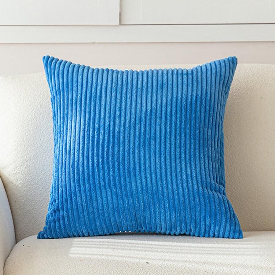 2 stuks kussenhoezen decoratieve kussenhoes van corduroy bankkussen koordkussenhoes decoratieve zachte kussenhoezen voor bank fauteuil huis slaapkamer 40 x 40 cm –Blauw