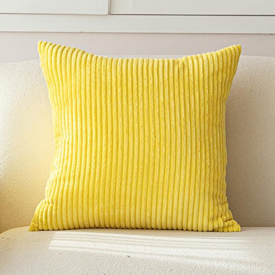 2 stuks kussenhoezen decoratieve kussenhoes van corduroy bankkussen koordkussenhoes decoratieve zachte kussenhoezen voor bank fauteuil huis slaapkamer 45 x 45 cm –Citroengeel