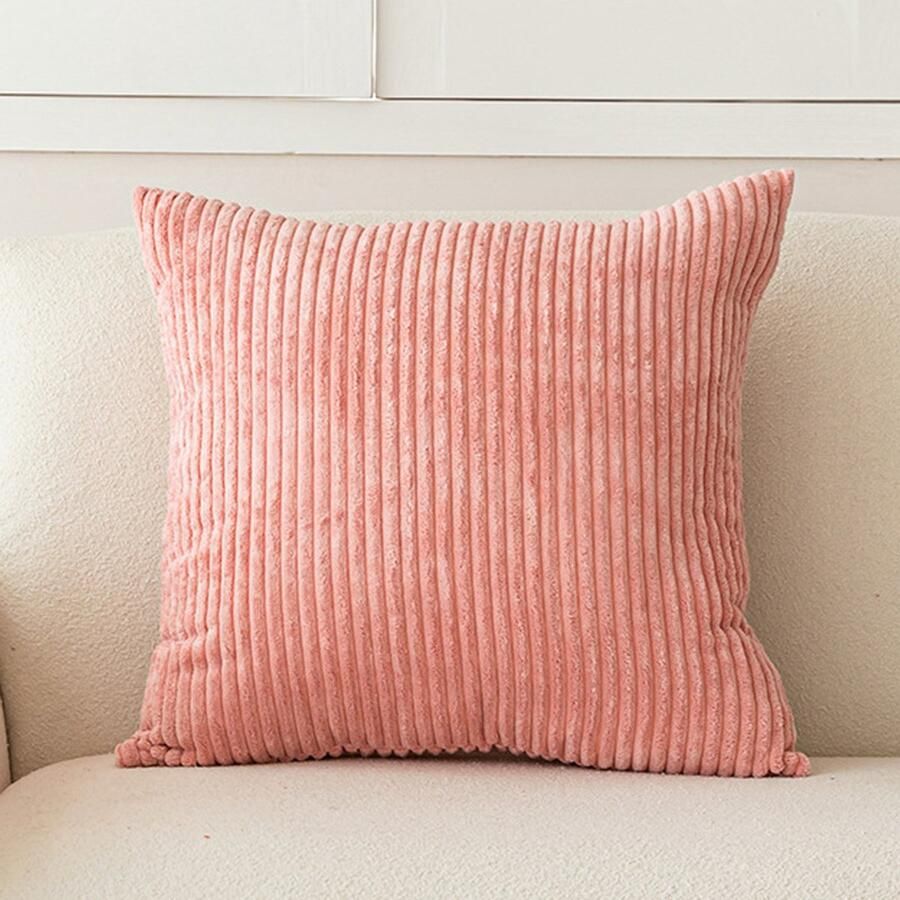 2 stuks kussenhoezen decoratieve kussenhoes van corduroy bankkussen koordkussenhoes decoratieve zachte kussenhoezen voor bank fauteuil huis slaapkamer 45 x 45 cm –Roze