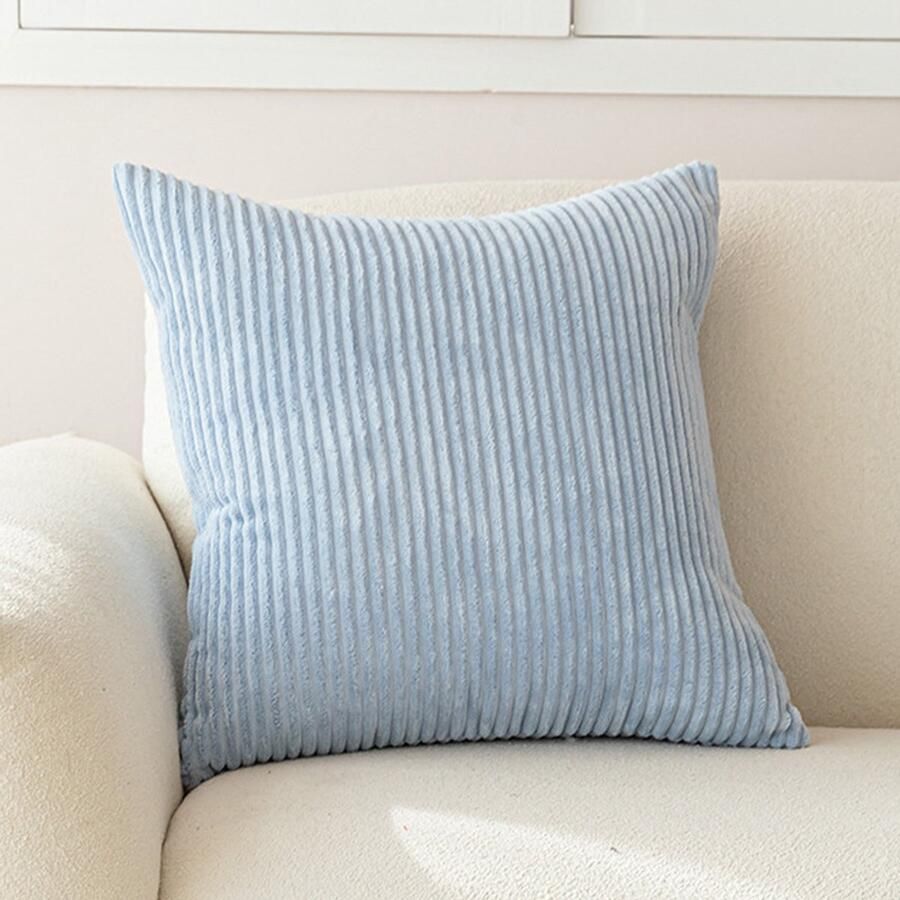 2 stuks kussenhoezen decoratieve kussenhoes van corduroy bankkussen koordkussenhoes decoratieve zachte kussenhoezen voor bank fauteuil huis slaapkamer 40 x 40 cm –Lichtblauw