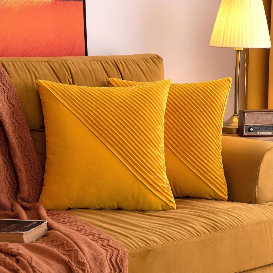2 stuks kussenslopen polyester gestreept modern zacht glad comfortabel kussensloop voor bank bed bank slaapkamer kinderen tuin 45 x 45 cm oranje