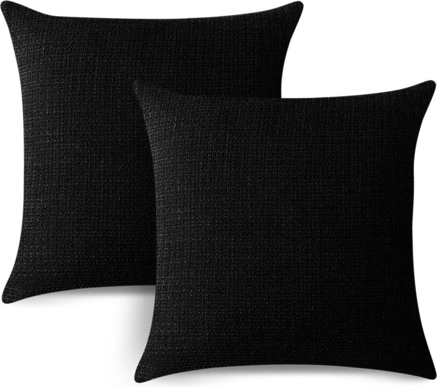 2 stuks kussenslopen vierkant linnen zwart geschikt voor huisdecoratie bank slaapkamer auto 55*55 cm