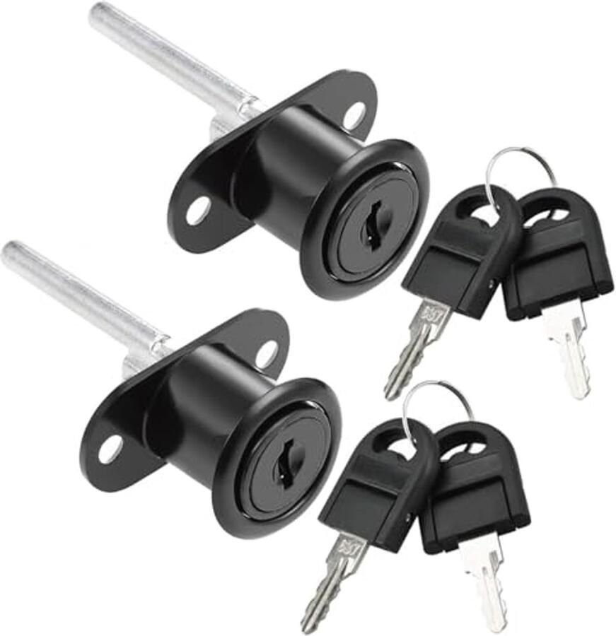 2 Stuks Ladeslot met Sleutel voor Kledingkasten en Meubels Zwart