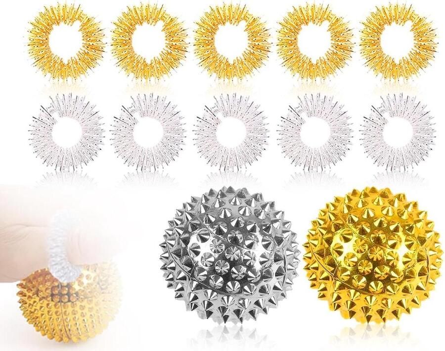 2 stuks magnetische egel massagebal en 10 stuks acupressuurmassageringen voor stressvermindering