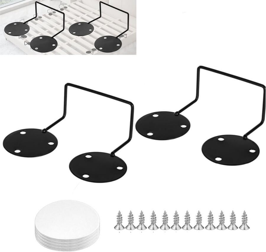 2 stuks Matrashouder matras bevestigingsstangen matras zijbeugelvoor verstelbaar bed metalen matras ondersteuning antislip matras grijperhouder zwart