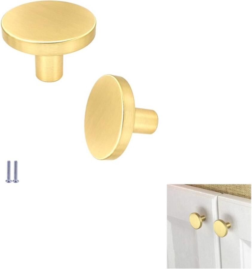 2 stuks Messing kastgrepen Vintage ladegrepen Ronde gouden ladegrepen Gouden dressoirgrepen Glad Roestvrij Goud 30*20mm Geschikt voor kasten en laden