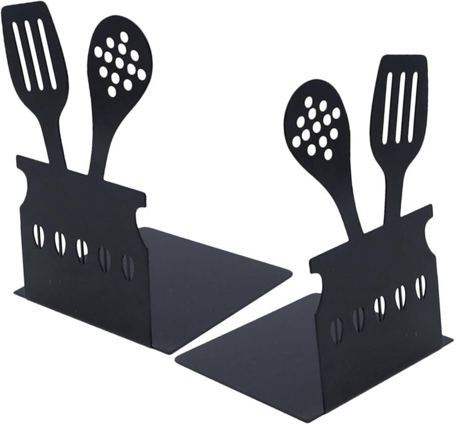 2-stuks Metalen boekenplank Metalen L-vormige boekensteunen Metalen boekensteunen Eenvoudige boekensteunen in keukenstijl Spadevormige boekensteunen Geschikt voor slaapkamer studeerkamer kantoor bibliotheek Zwart