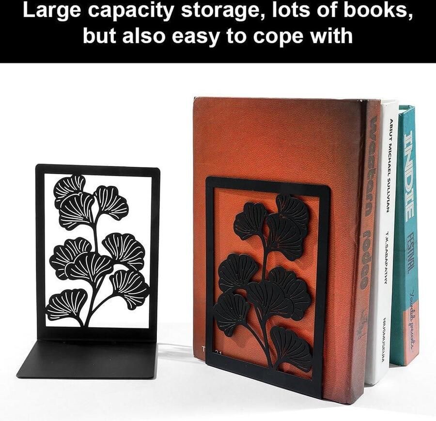 2 stuks metalen boekensteunen voor boekenkast antislip rubberen voeten