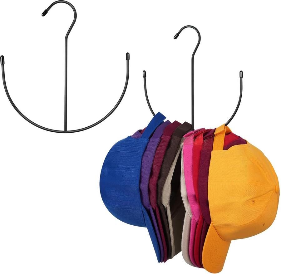 2 Stuks Metalen Hoedenrekken Voor 20 Petten Zwarte Hoedenopbergers Voor Kast Space Saving Hoordenhouder Voor Baseballpetten