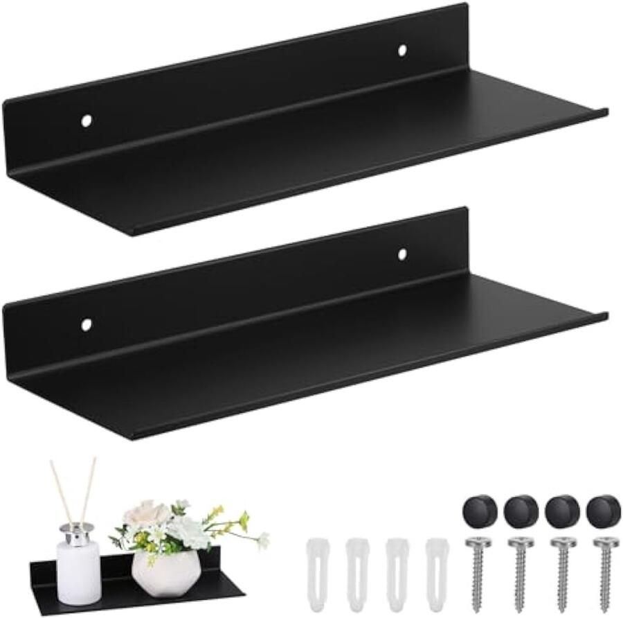 2 stuks metalen zwevende planken wandmontage 30 cm zwarte badkamerplank organizer roestvrije badkamerplank doucheopslag wandplanken voor woonkamer keuken slaapkamer