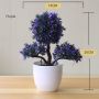 2 STUKS Mini Kunstmatige Bonsai Plant Kleine Boom Pot Planten Nep Bloemen Kantoor Tafel Ornamenten Huis Tuin Decor Paars - Thumbnail 1