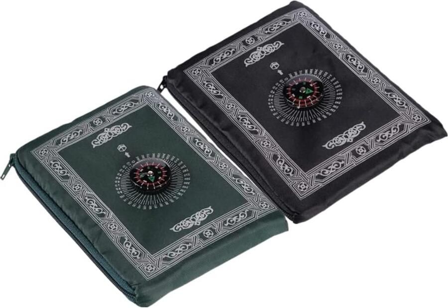 2 stuks moslim gebedskleed islamitisch gebedsdeken print met kompas tas kompas zakformaat draagtas kompas pray tapijt draagbaar waterdicht