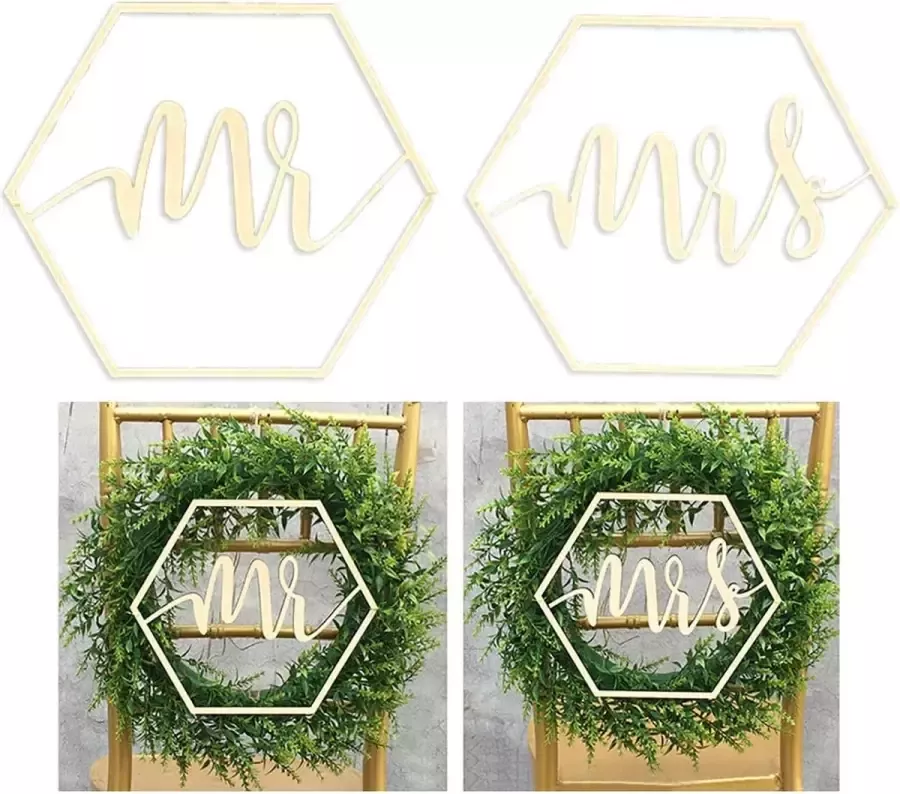 2 stuks Mr en Mrs bruiloft stoel banner teken hout decoratieve bruiloft teken bruiloft stoel decoratie geschreven hout letter teken decoratie