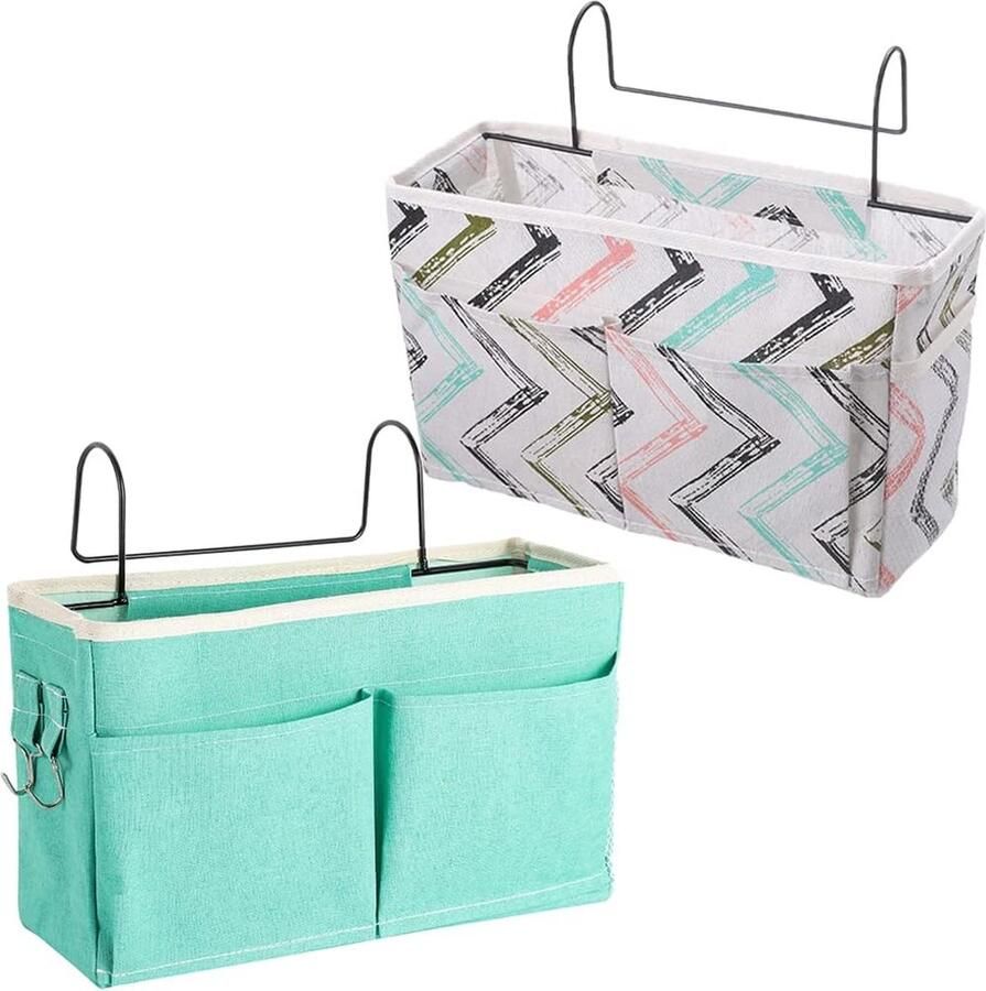 2 stuks multifunctionele bedtassen bedorganizer bedtas kinderbedtas organizer stapelbed organizer grote bedtassen ophangen met haken voor tijdschriften afstandsbediening (2 stijlen)