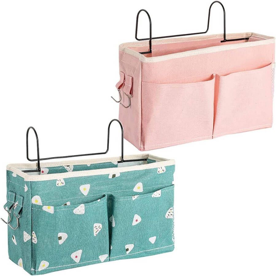 2 stuks multifunctionele bedtassen bedorganizer bedtassen hoogslaper stapelbedorganizer grote bedtassen ophangen met haken voor tijdschriften afstandsbediening mobiel (2 stijlen)