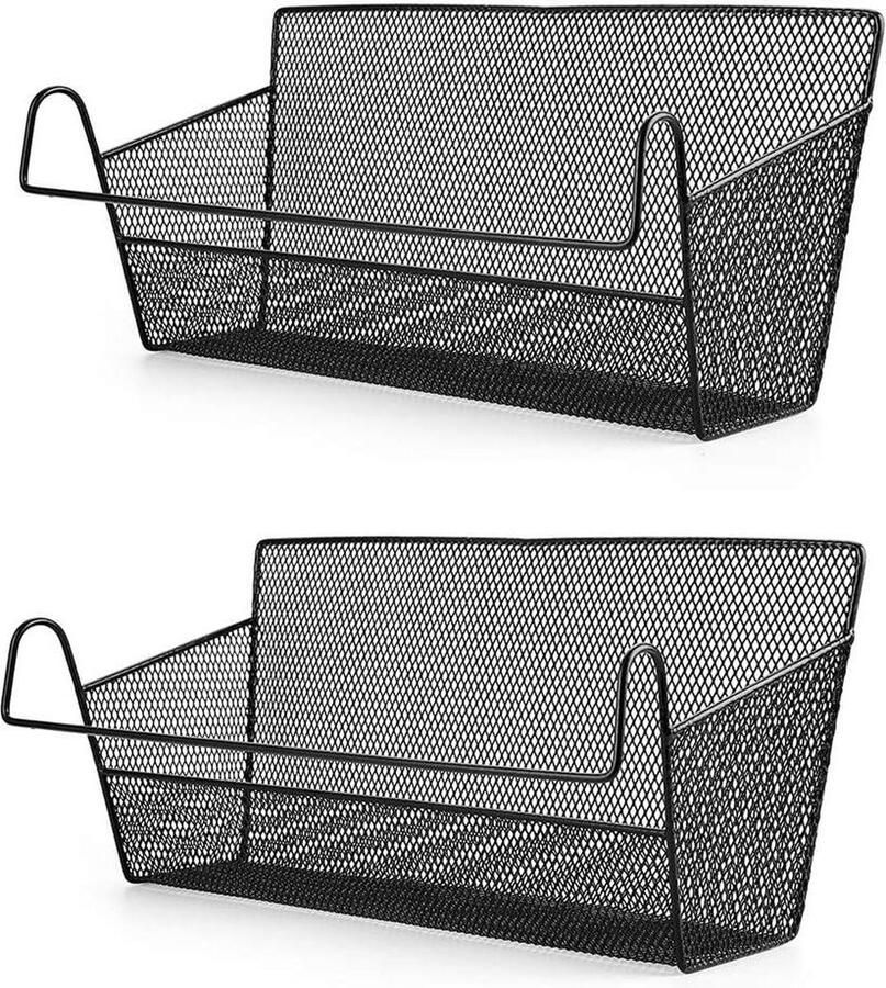 2 stuks Nachtkastje Opknoping Opbergmanden Opbergrek voor Thuiskantoor School Slaapzaal Stapelbed (Zwart) Beside shelf